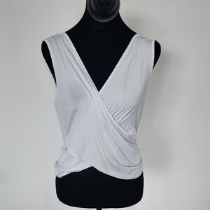 Chic White Sleeveless Wrap Tank Top